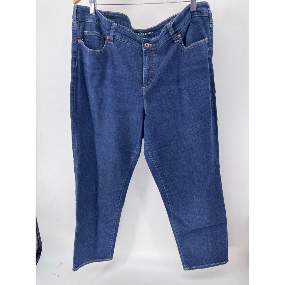 Lands End Jeans Womens 20W Dark Indigo Mid Rise Slim Stretch Plus Size